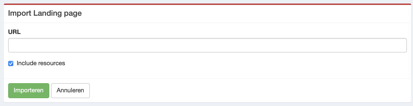 Landingpage importeren