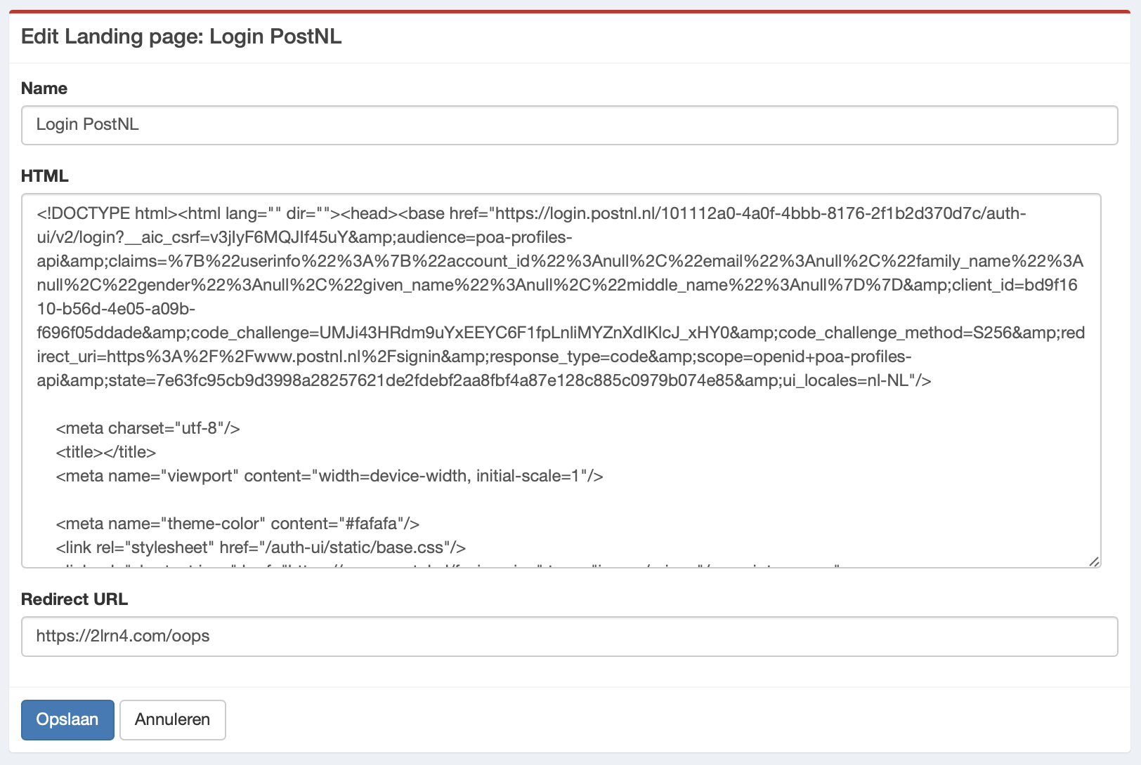 Landingpage resultaat