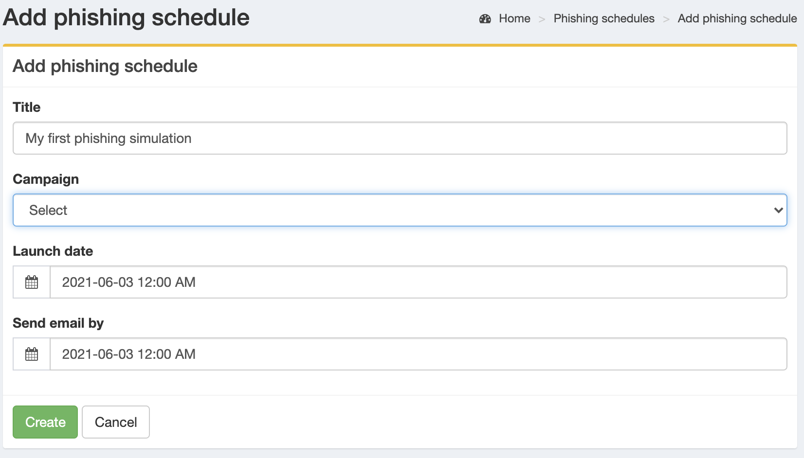 Phishing campagne inplannen